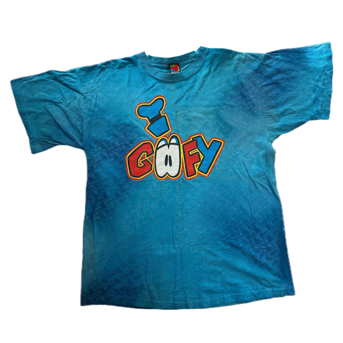 Vintage Goofy Graphic Tee Mottled Blue Acid Wash Mickey Unlimited XL