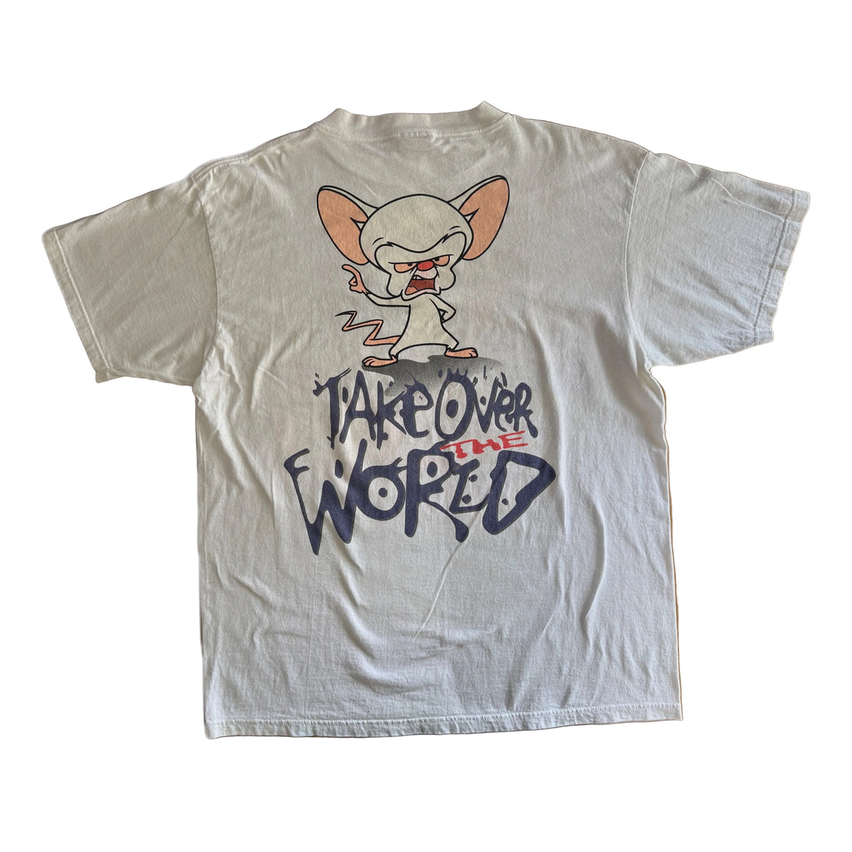 Vintage 1994 Animaniacs Brain Take Over the World Double Sided Tee White