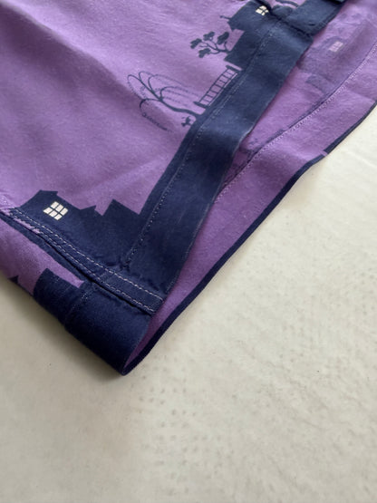 Dry Bones Japan Sake Print Camp Collar Shirt Lilac Purple 38 M