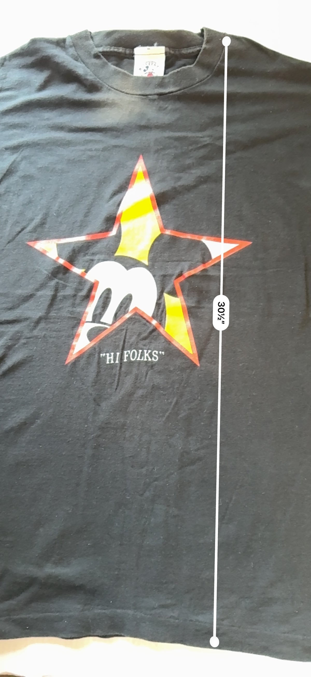 Vintage Mickey & Co Hi Folks Star Graphic Tee Donnkenny One Size Black Faded