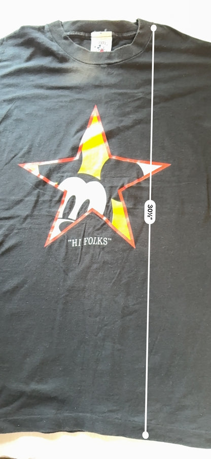 Vintage Mickey & Co Hi Folks Star Graphic Tee Donnkenny One Size Black Faded