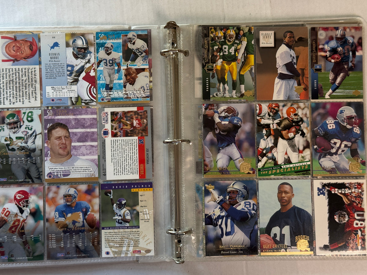 Vintage NFL Football Card Binder Lot 12 Pages 1990s Pro Set Joe Montana MVP