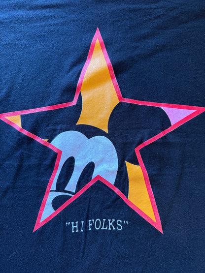 Vintage Mickey & Co Hi Folks Star Graphic Tee Donnkenny One Size Black Faded