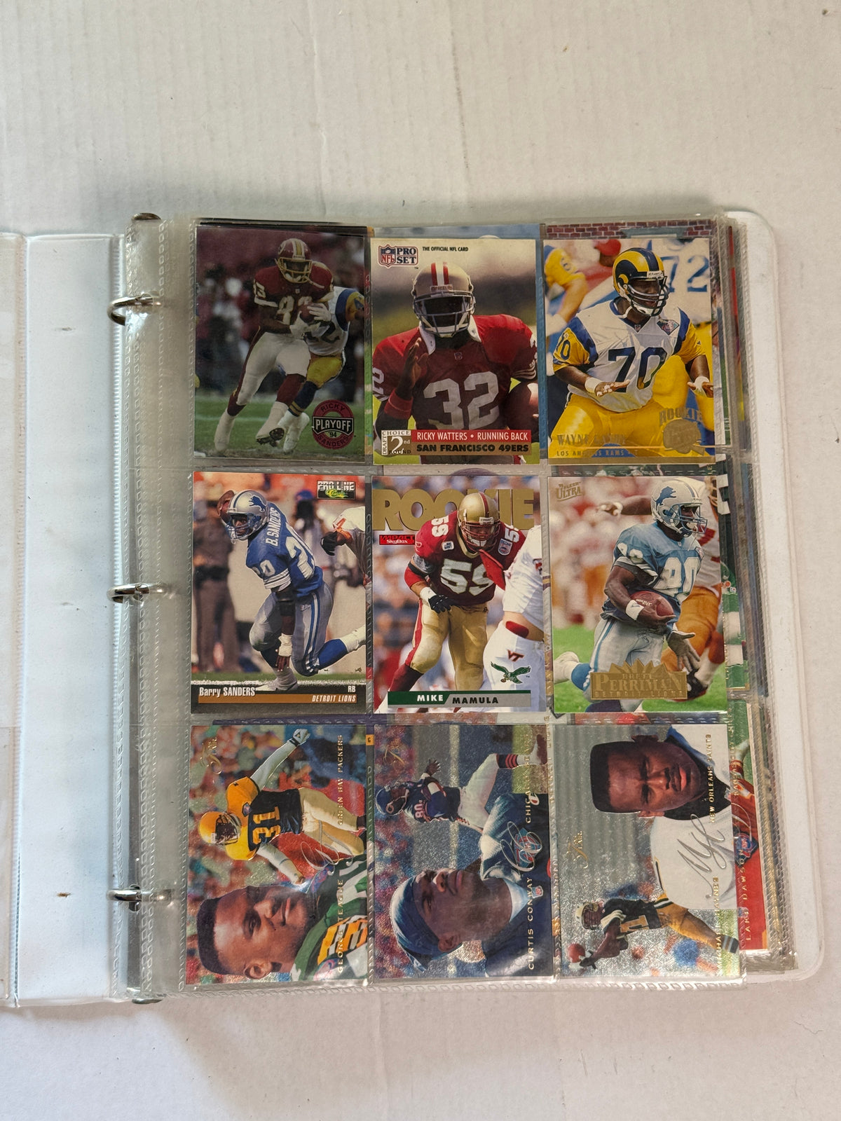 Vintage NFL Football Card Binder Lot 12 Pages 1990s Pro Set Joe Montana MVP
