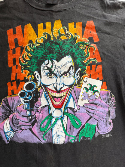 Vintage 1989 Joker HAHAHA Graphic Tee Faded Black Single Stitch