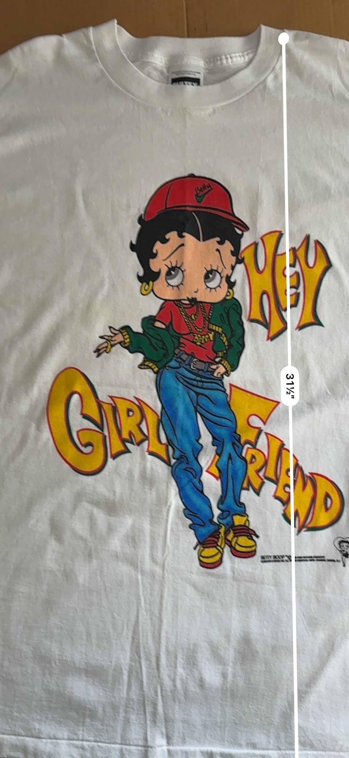 Vintage 1992 Betty Boop Hey Girlfriend Graphic Tee Tultex XL White