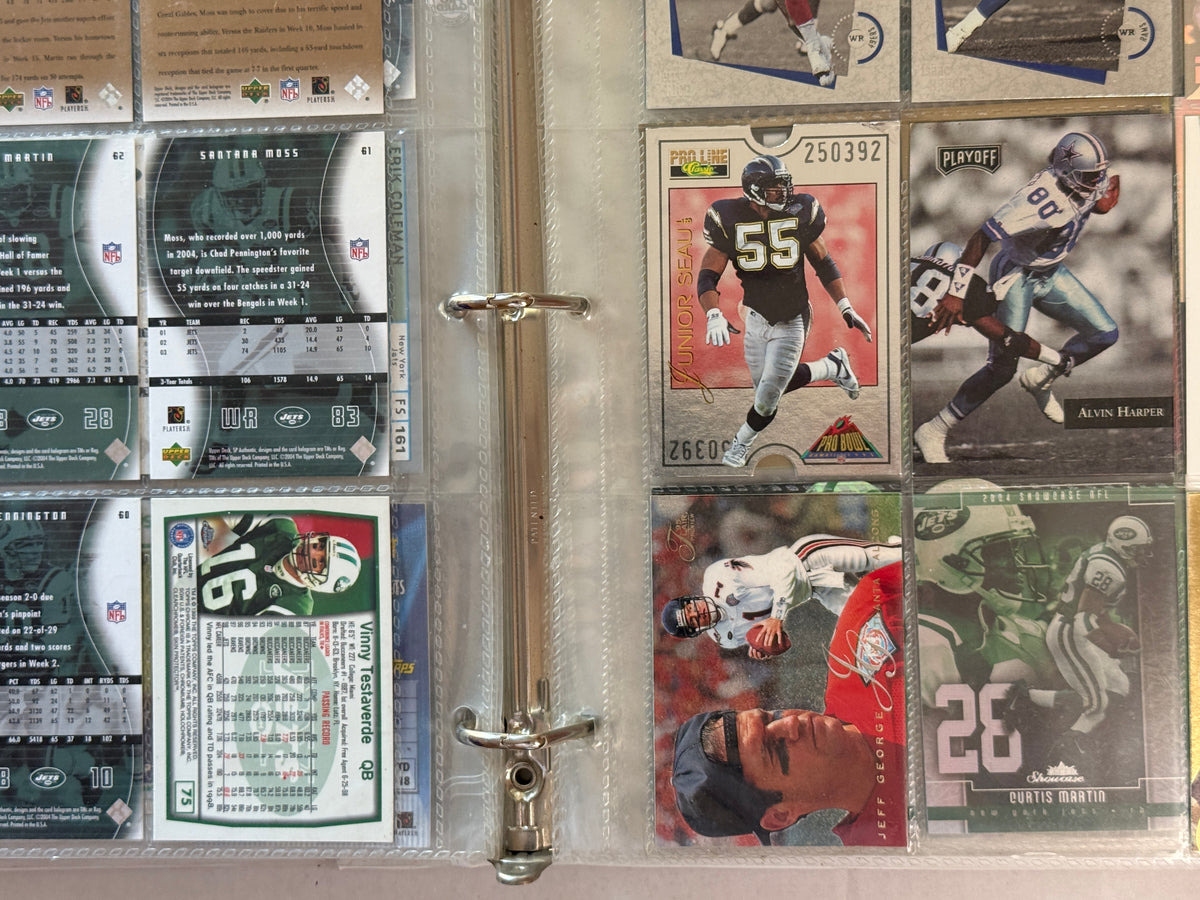 Vintage NFL Football Card Binder Lot 12 Pages 1990s Pro Set Joe Montana MVP