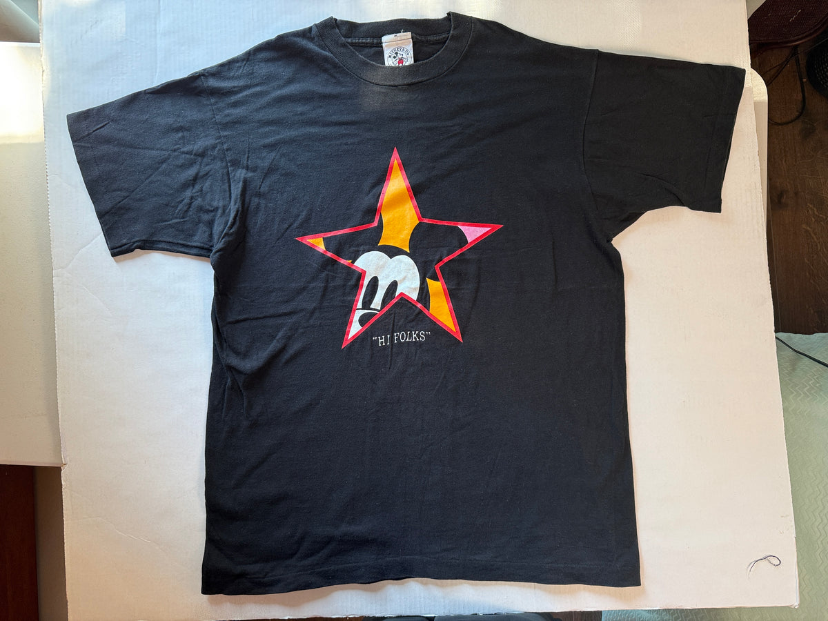Vintage Mickey & Co Hi Folks Star Graphic Tee Donnkenny One Size Black Faded