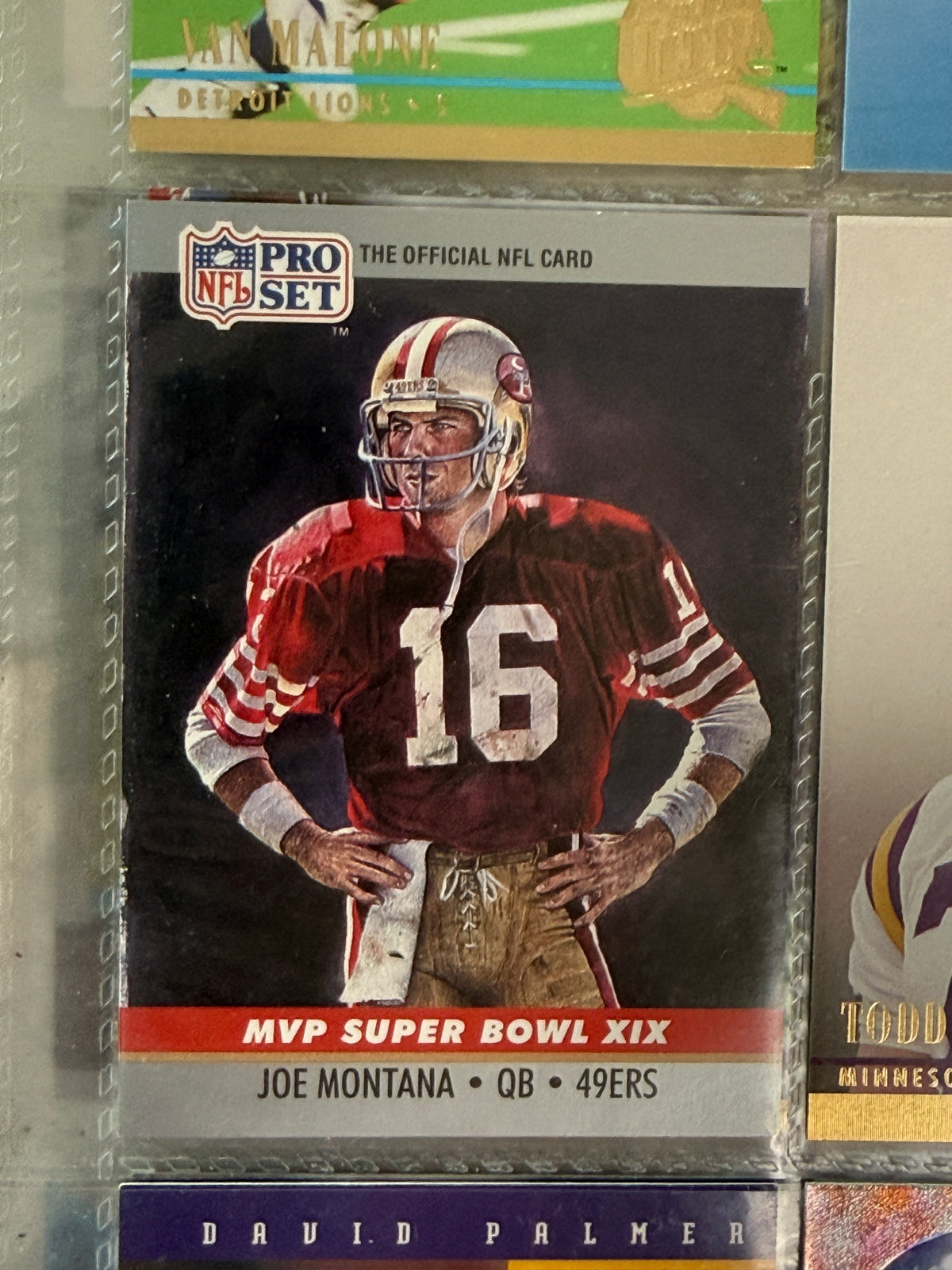 Vintage NFL Football Card Binder Lot 12 Pages 1990s Pro Set Joe Montana MVP