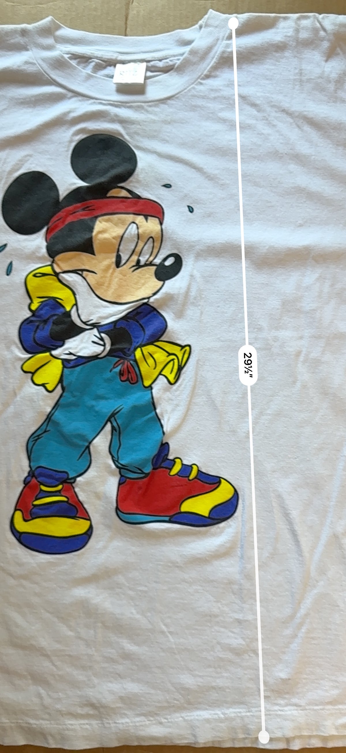 Vintage Mickey Mouse Headband Workout Graphic Tee Ritz XL White