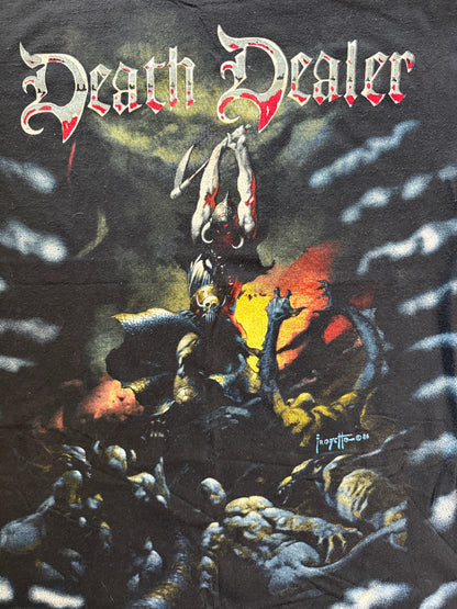 Vintage 1986 Frank Frazetta Death Dealer All Over Print Tee Wild Oats XL Black
