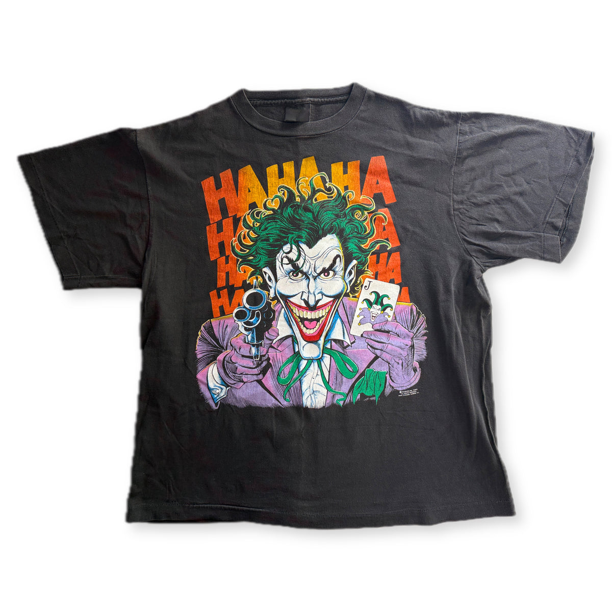 Vintage 1989 Joker HAHAHA Graphic Tee Faded Black Single Stitch