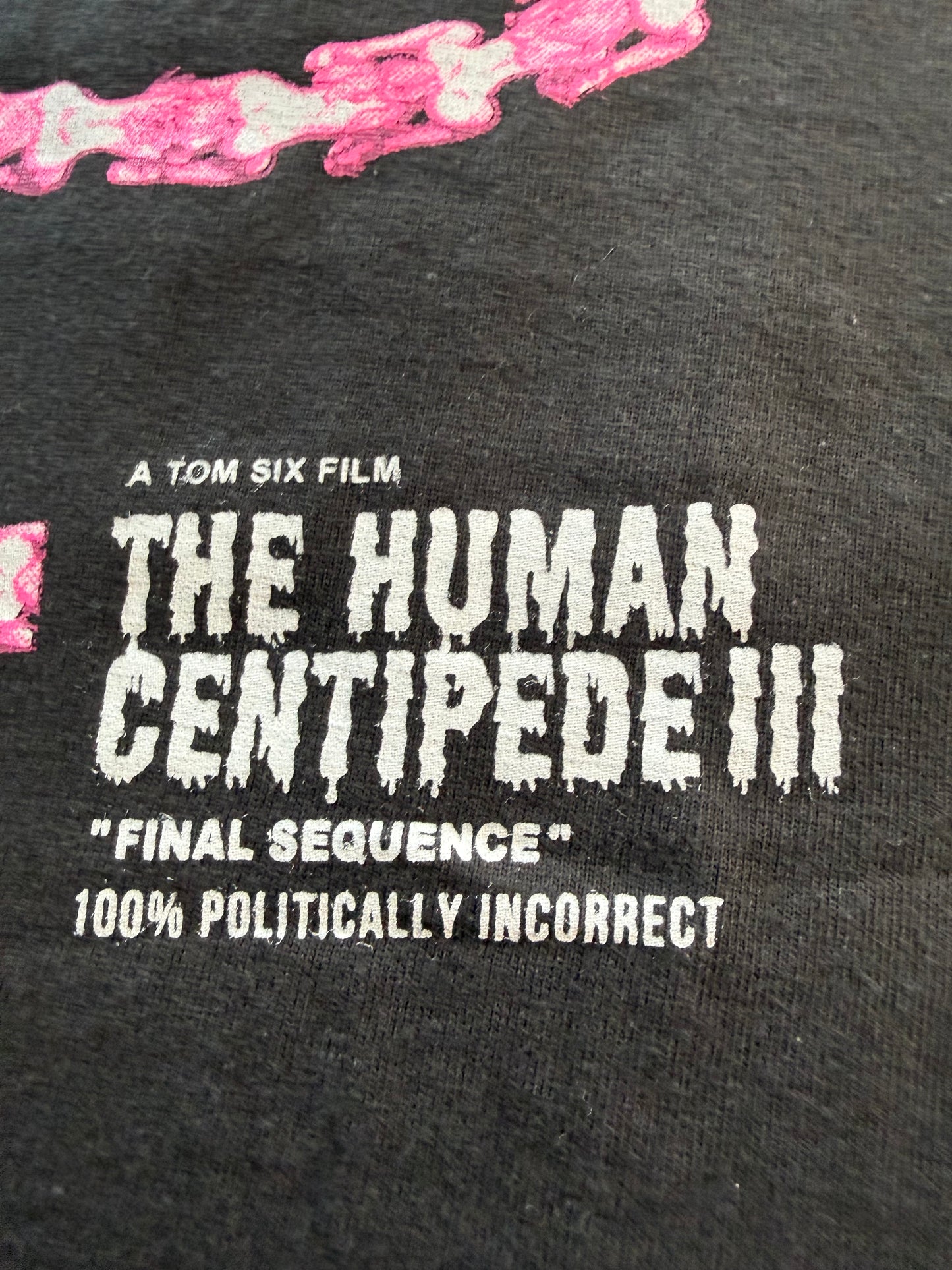 Human Centipede III tee title text detail