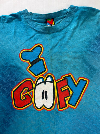 Vintage Goofy Graphic Tee Mottled Blue Acid Wash Mickey Unlimited XL