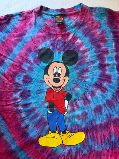 Vintage Mickey Mouse Spiral Tie Dye Tee Mickey Unlimited XL