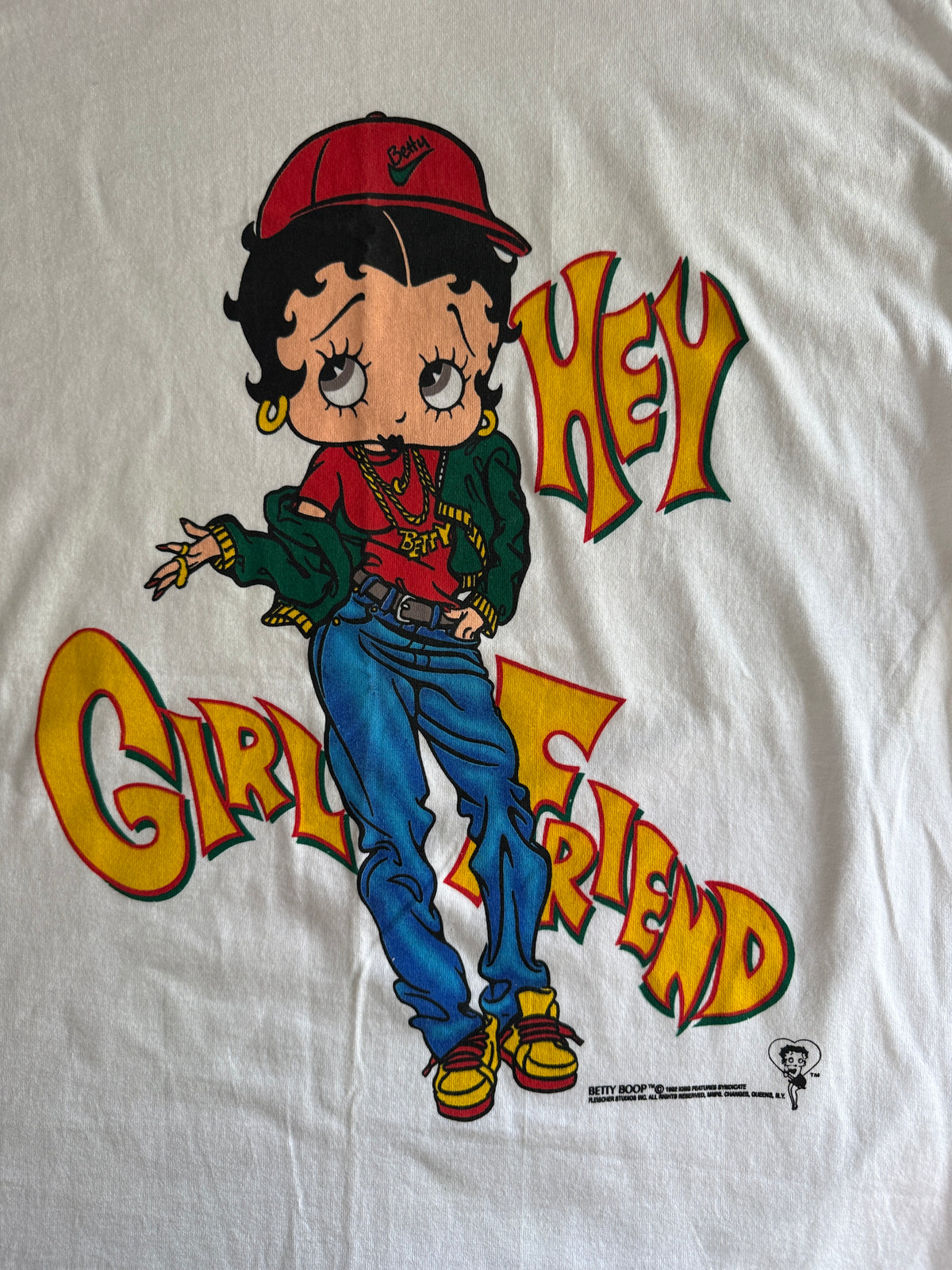 Vintage 1992 Betty Boop Hey Girlfriend Graphic Tee Tultex XL White