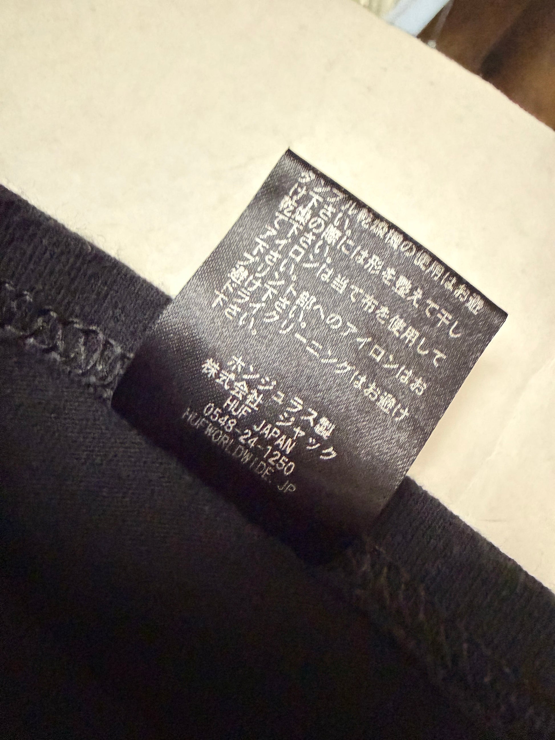 HUF x Erostika tee, HUF Japan interior tag