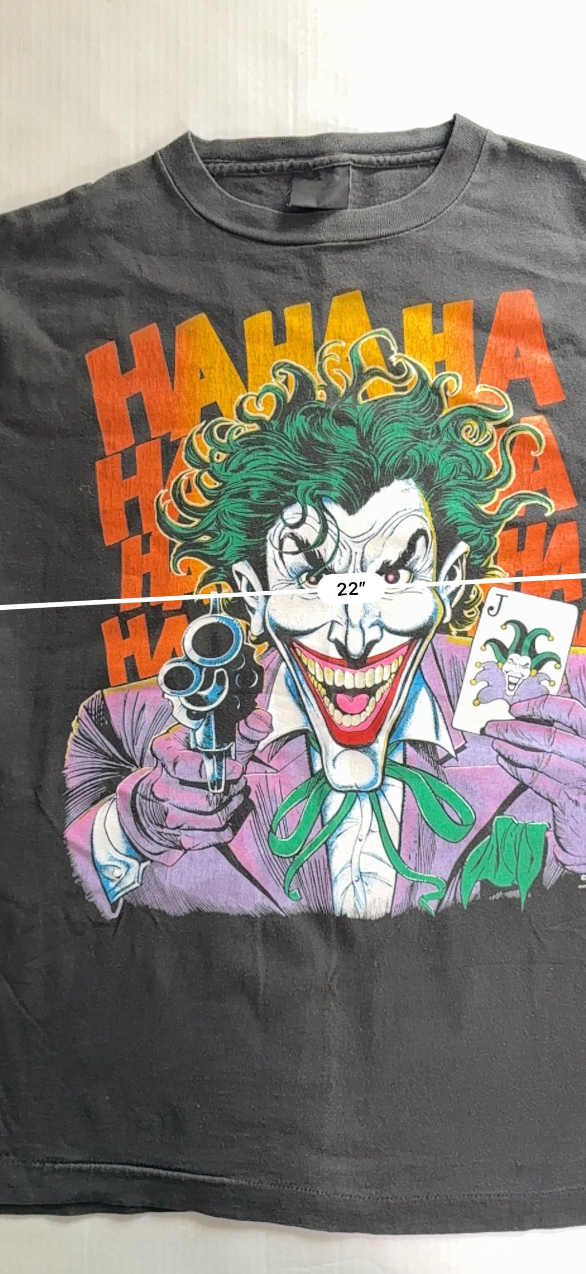 Vintage 1989 Joker HAHAHA Graphic Tee Faded Black Single Stitch