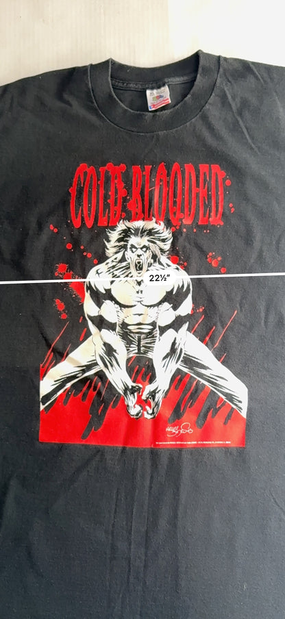 Vintage 1994 Cold Blooded Werewolf Graphic Tee Fruit of the Loom XL Black