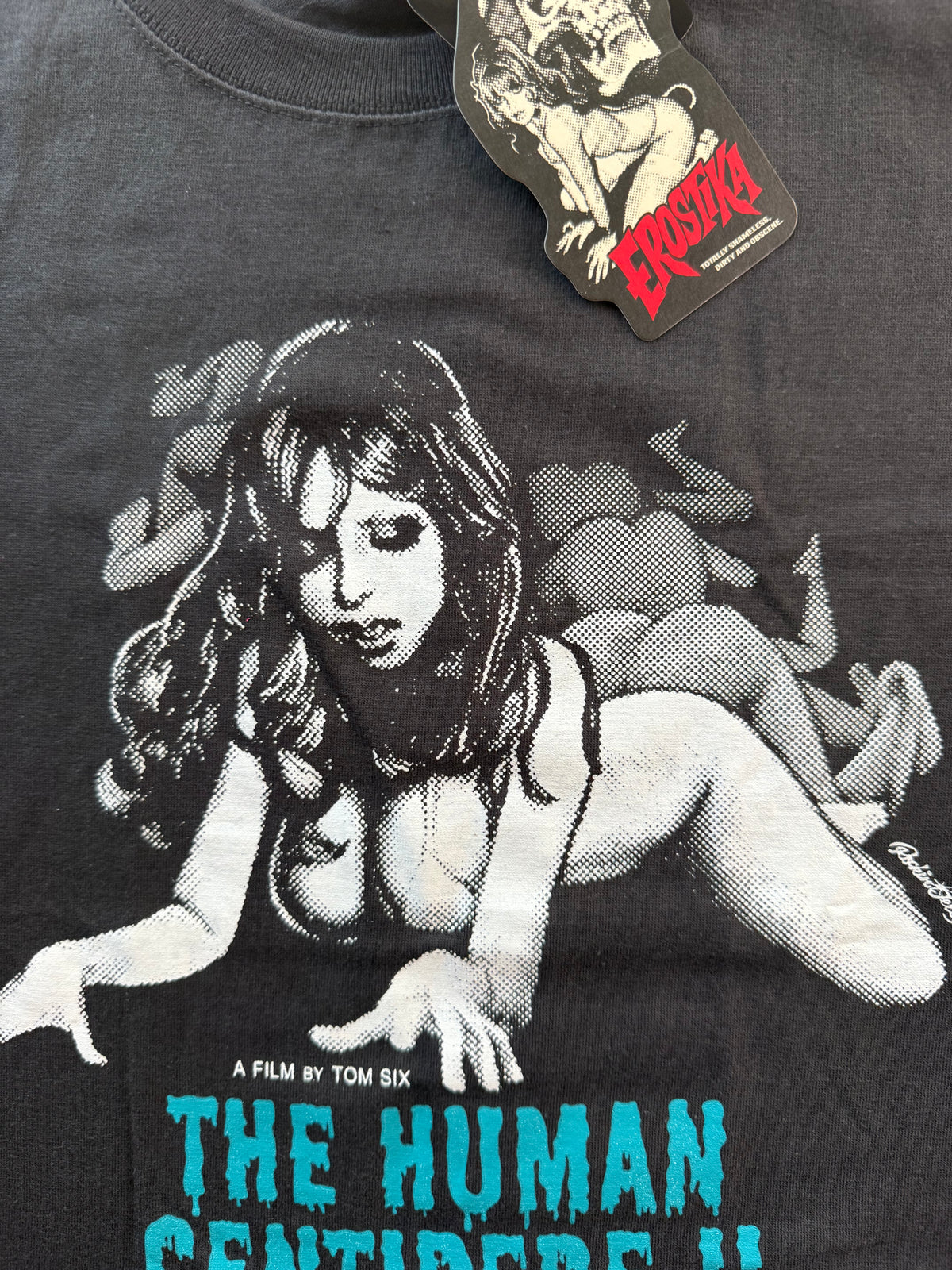 Human Centipede II tee graphic and title close up