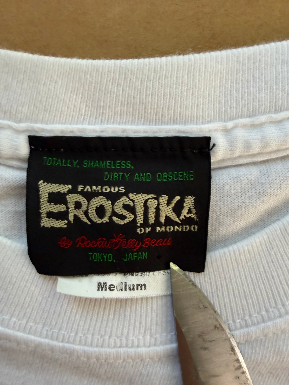 Erostika Devils Cheerleaders tee neck tag Famous Erostika of Mondo