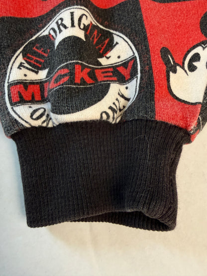 Vintage Mickey & Co One and Only All Over Print Sweatshirt J.G. Hook XL Red Black