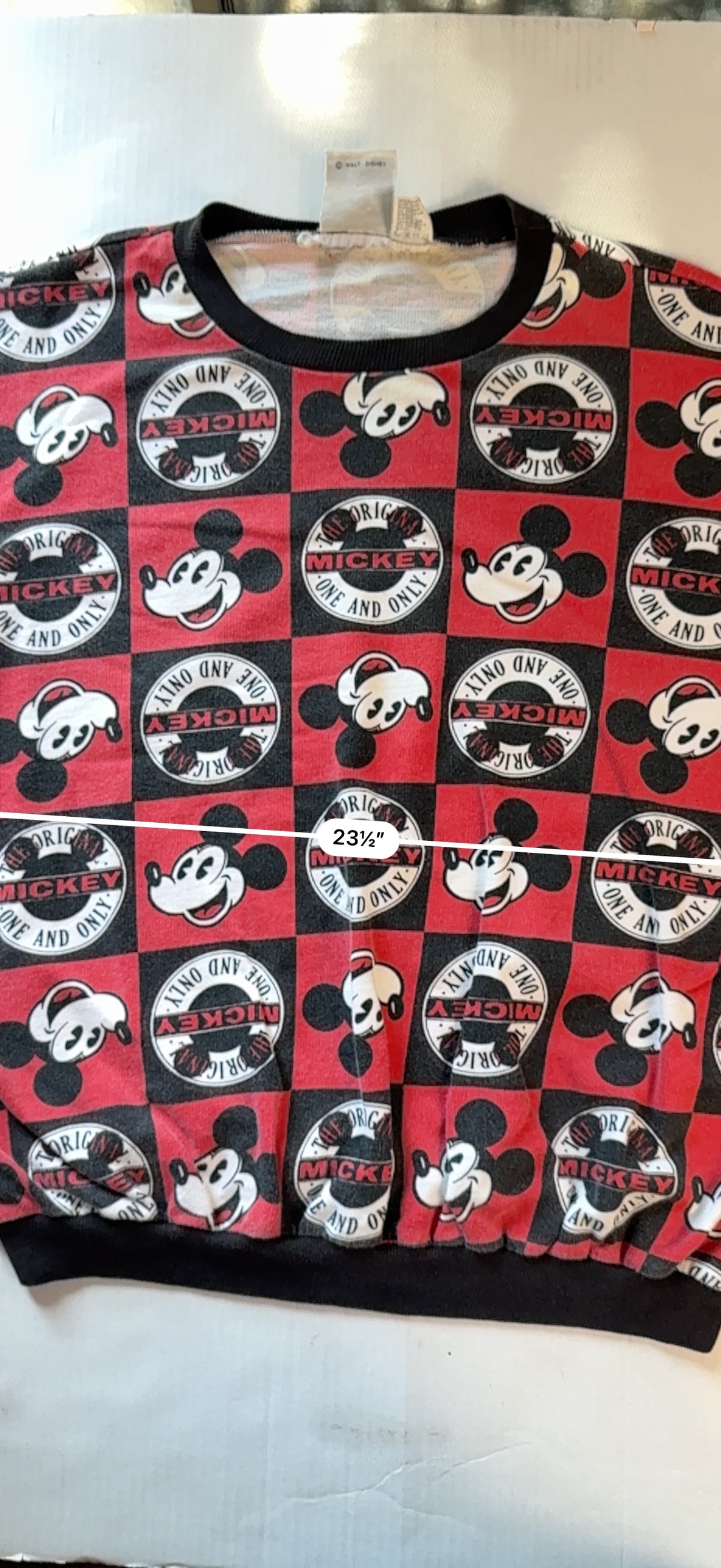 Vintage Mickey & Co One and Only All Over Print Sweatshirt J.G. Hook XL Red Black