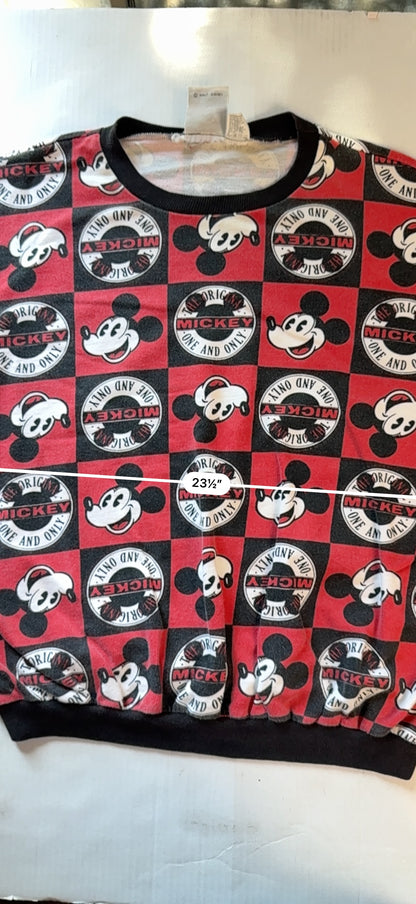 Vintage Mickey & Co One and Only All Over Print Sweatshirt J.G. Hook XL Red Black