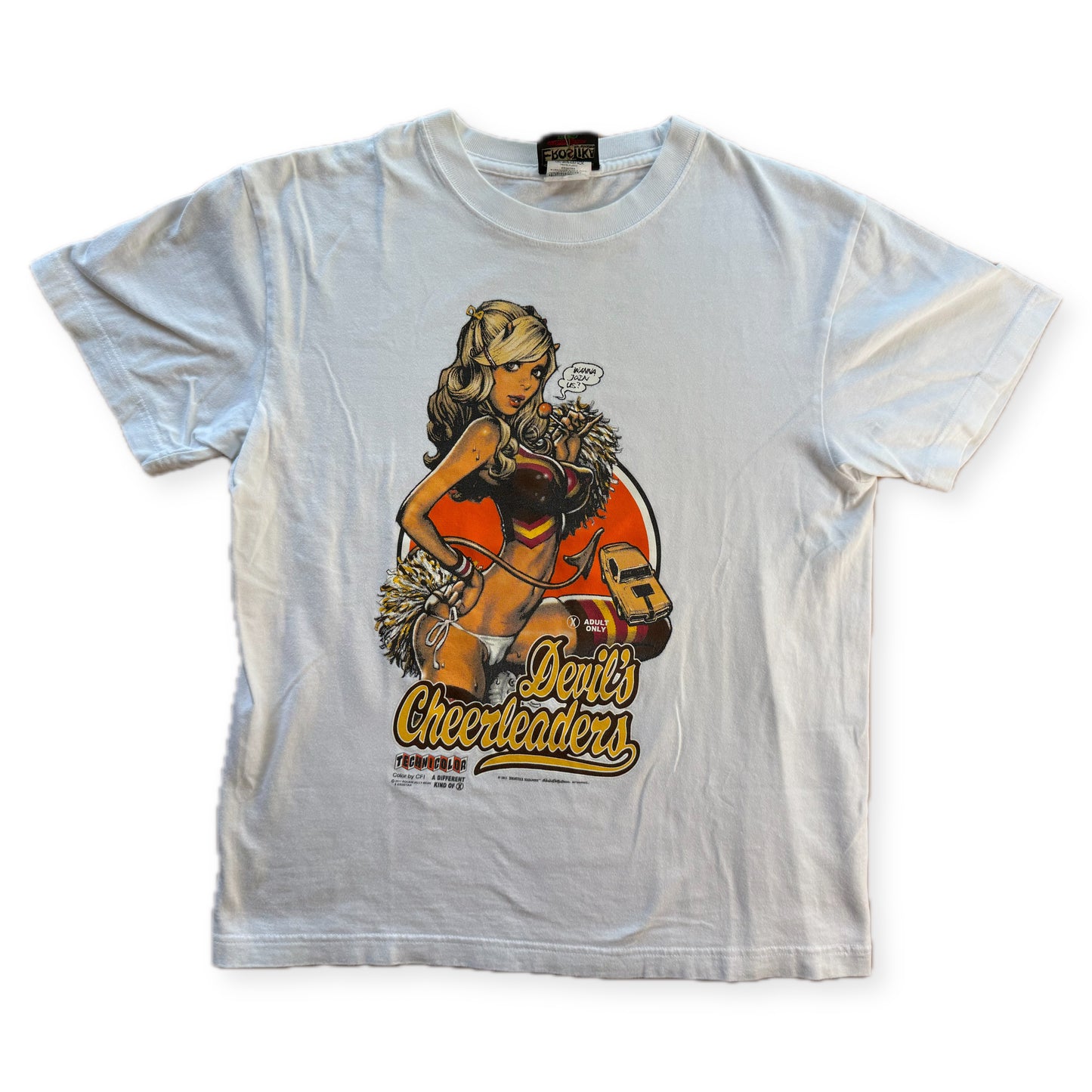 Erostika Devils Cheerleaders tee front, white background