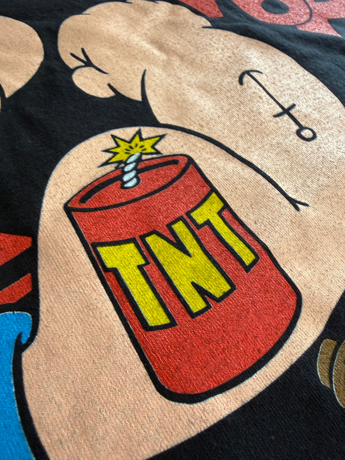 Vintage 1993 Popeye TNT Double Sided Graphic Tee Tultex XL Black