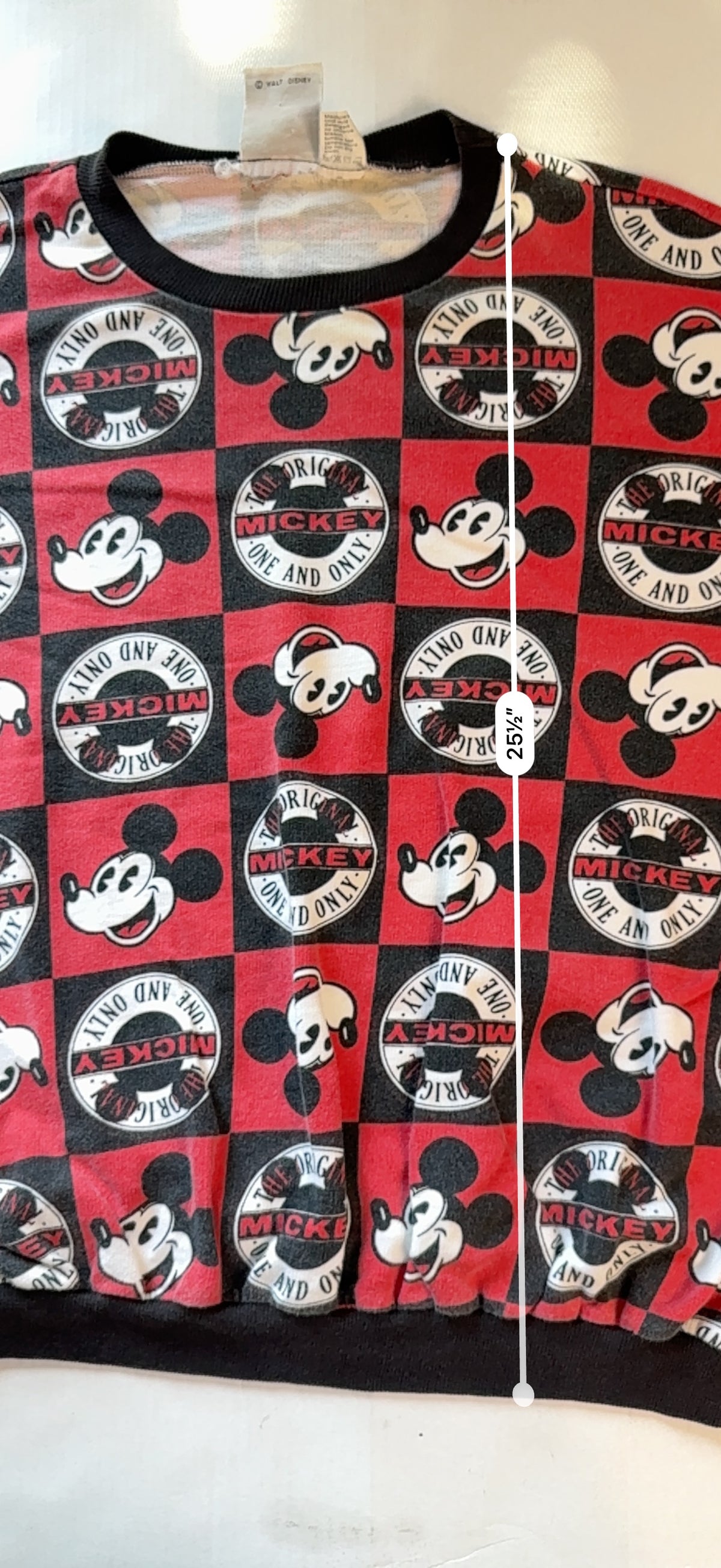 Vintage Mickey & Co One and Only All Over Print Sweatshirt J.G. Hook XL Red Black