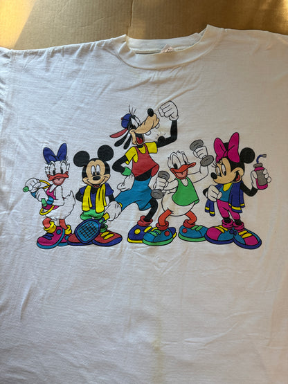 Vintage Mickey and Friends Gym Glitter Graphic Tee Ritz XL
