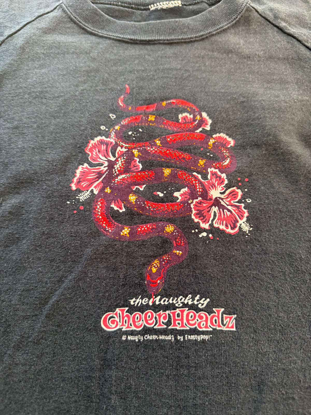 Naughty CheerHeadz tee graphic close up