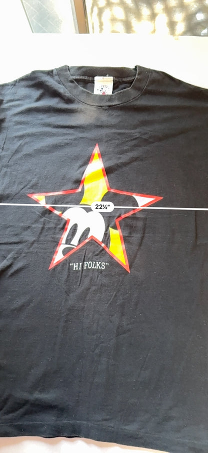 Vintage Mickey & Co Hi Folks Star Graphic Tee Donnkenny One Size Black Faded