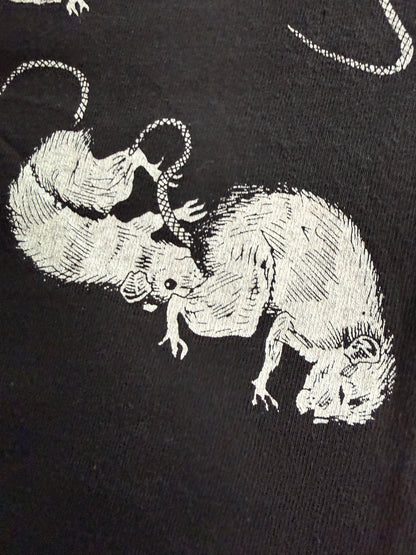 Vintage Fashion Victim Rat All Over Print Tee Hanes Heavyweight XL Black Single Stitch