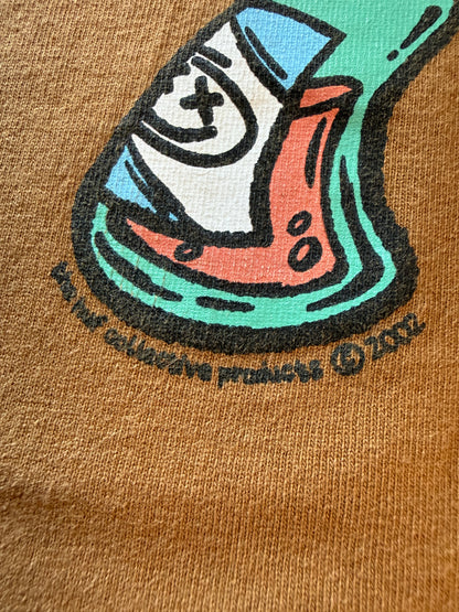HUF Y2K Skater Graffiti Molotov Logo Tee 2002 Tan L