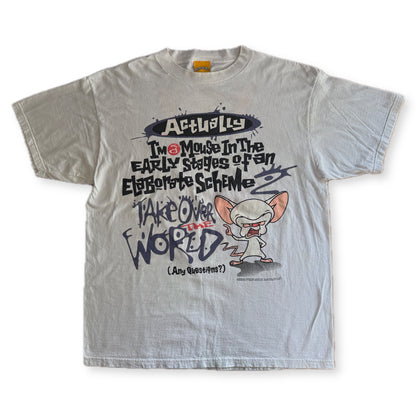 Vintage 1994 Animaniacs Brain Take Over the World Double Sided Tee White