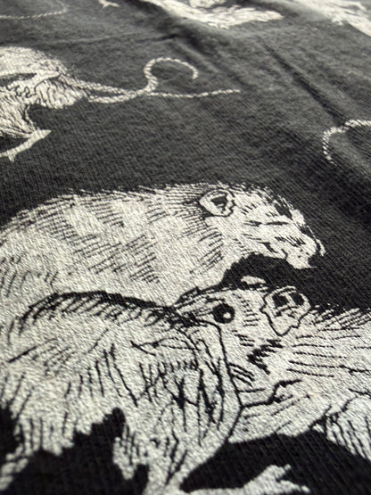 Vintage Fashion Victim Rat All Over Print Tee Hanes Heavyweight XL Black Single Stitch