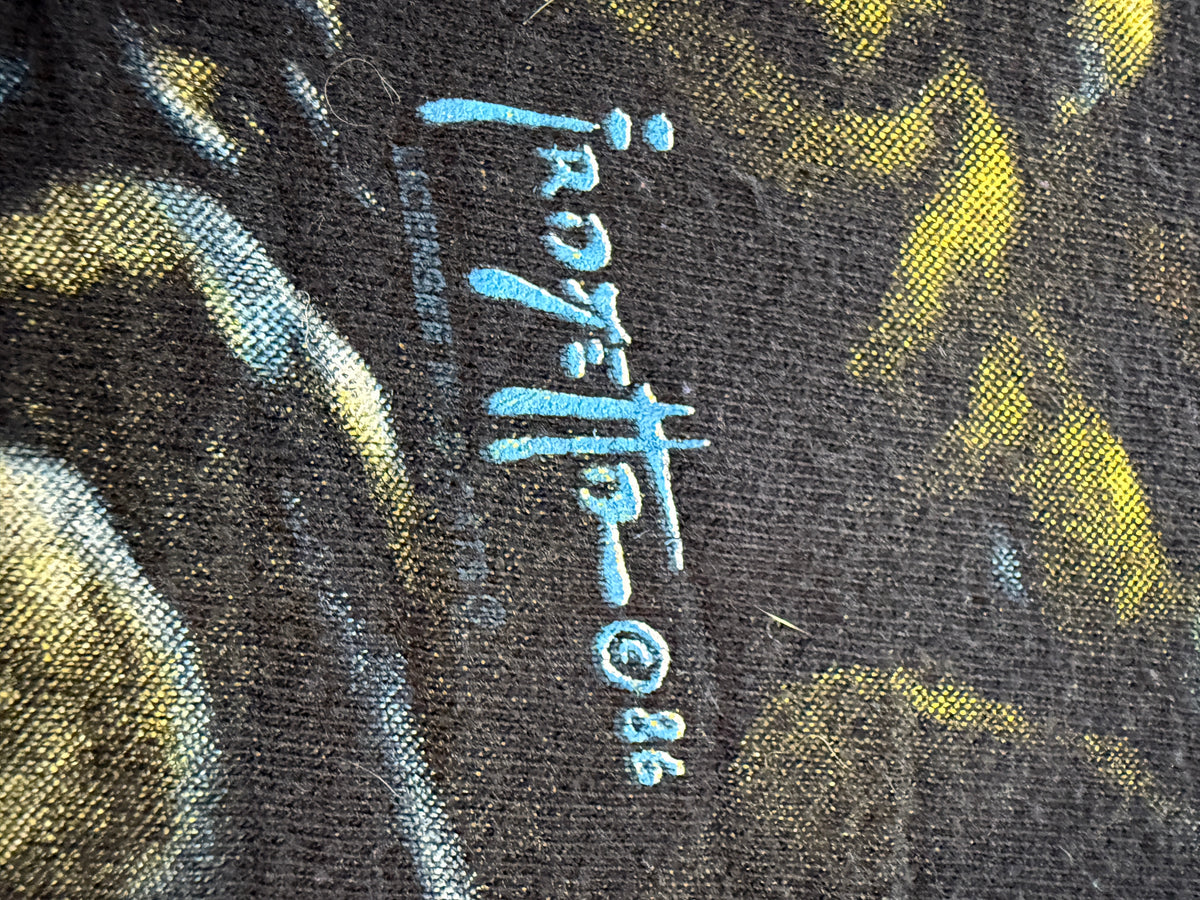 Vintage 1986 Frank Frazetta Death Dealer All Over Print Tee Wild Oats XL Black