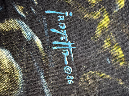 Vintage 1986 Frank Frazetta Death Dealer All Over Print Tee Wild Oats XL Black