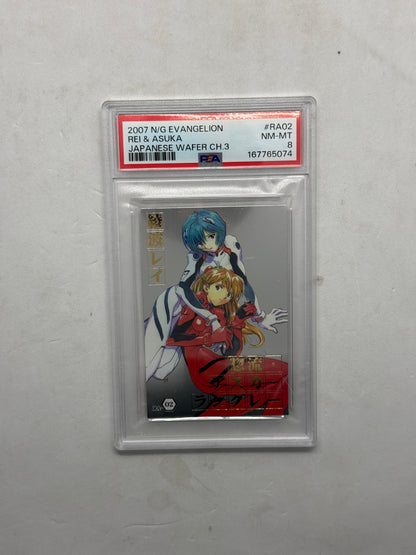 PSA 8 2007 NG Evangelion Rei and Asuka Japanese Wafer Ch.3 RA02