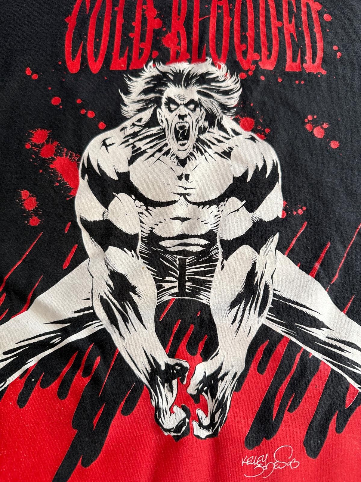 Vintage 1994 Cold Blooded Werewolf Graphic Tee Fruit of the Loom XL Black