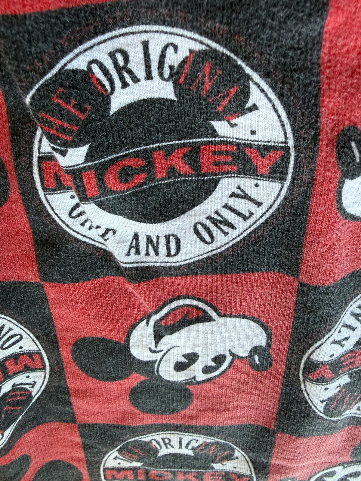 Vintage Mickey & Co One and Only All Over Print Sweatshirt J.G. Hook XL Red Black