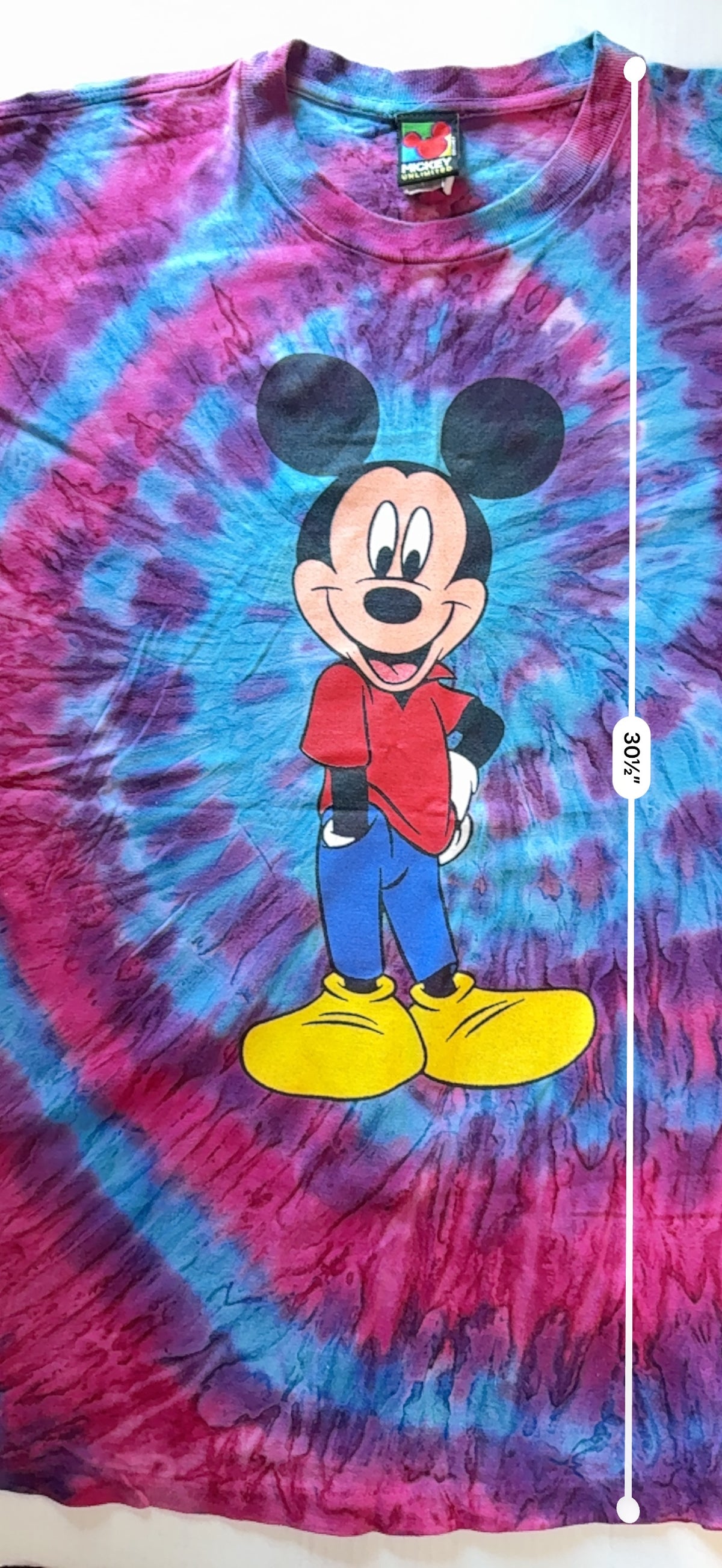 Vintage Mickey Mouse Spiral Tie Dye Tee Mickey Unlimited XL
