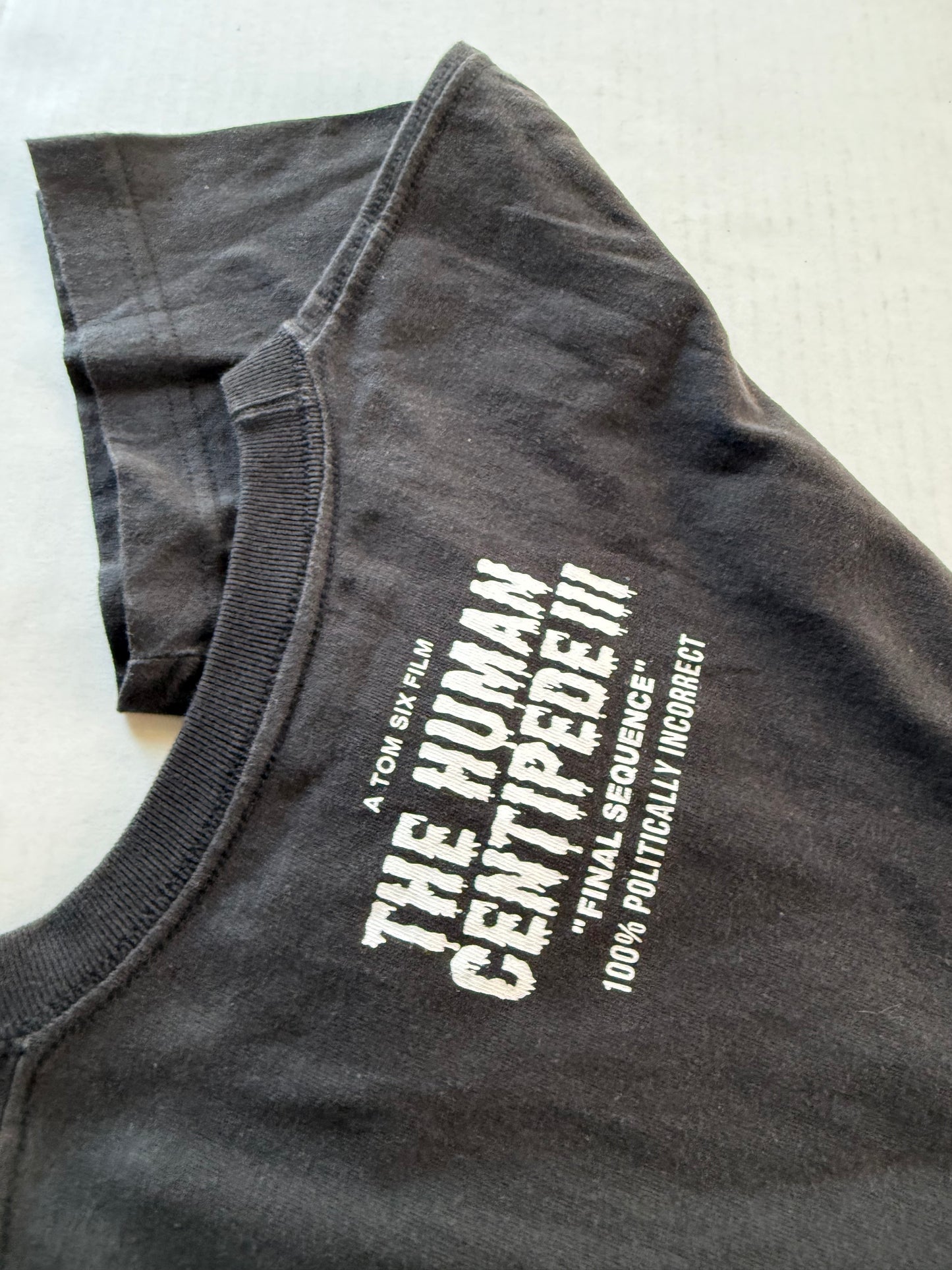 Human Centipede III tee side graphic detail
