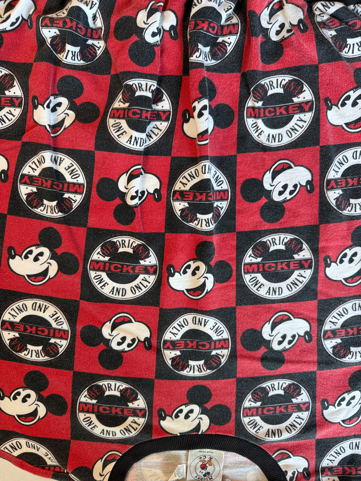 Vintage Mickey & Co One and Only All Over Print Sweatshirt J.G. Hook XL Red Black