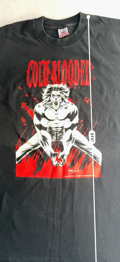 Vintage 1994 Cold Blooded Werewolf Graphic Tee Fruit of the Loom XL Black