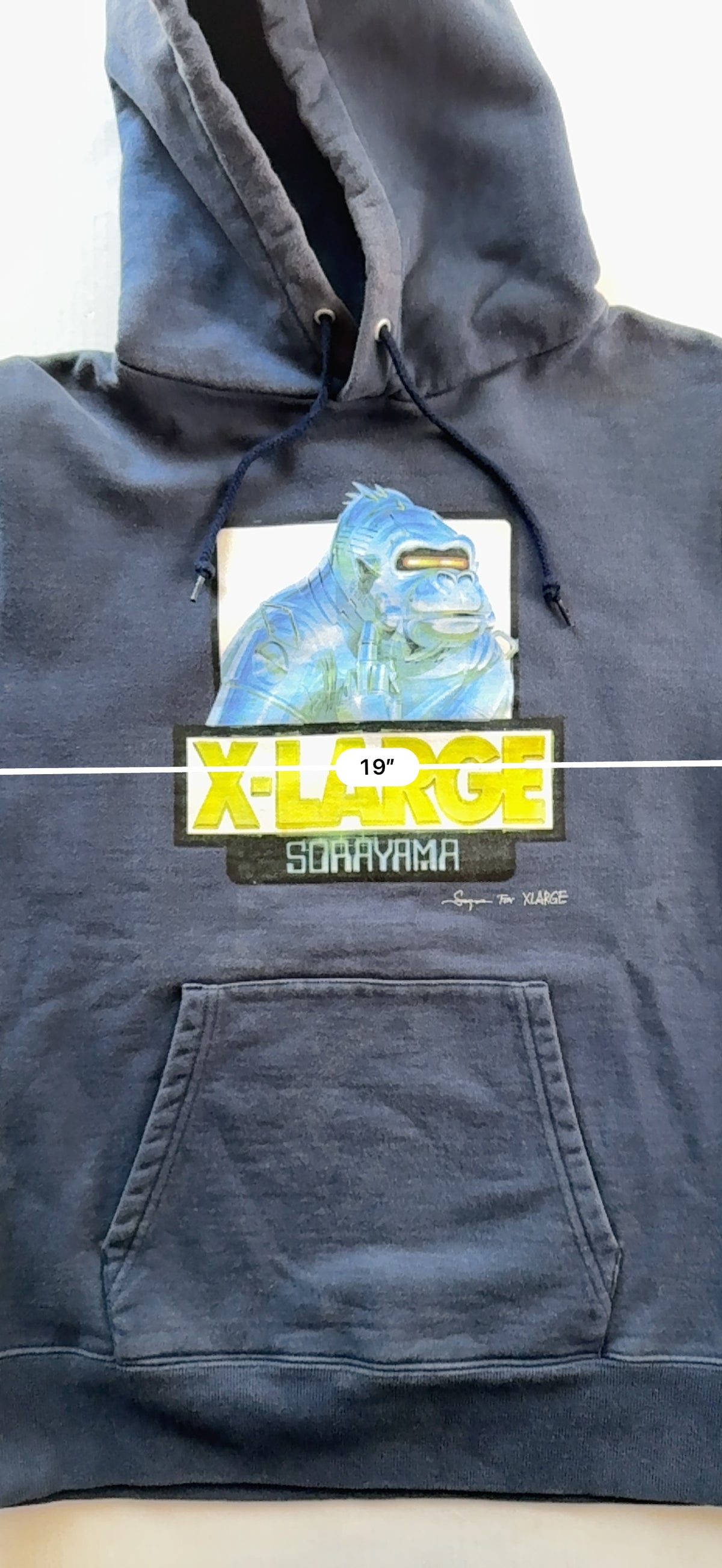 X-LARGE hoodie chest measurement 19 inches