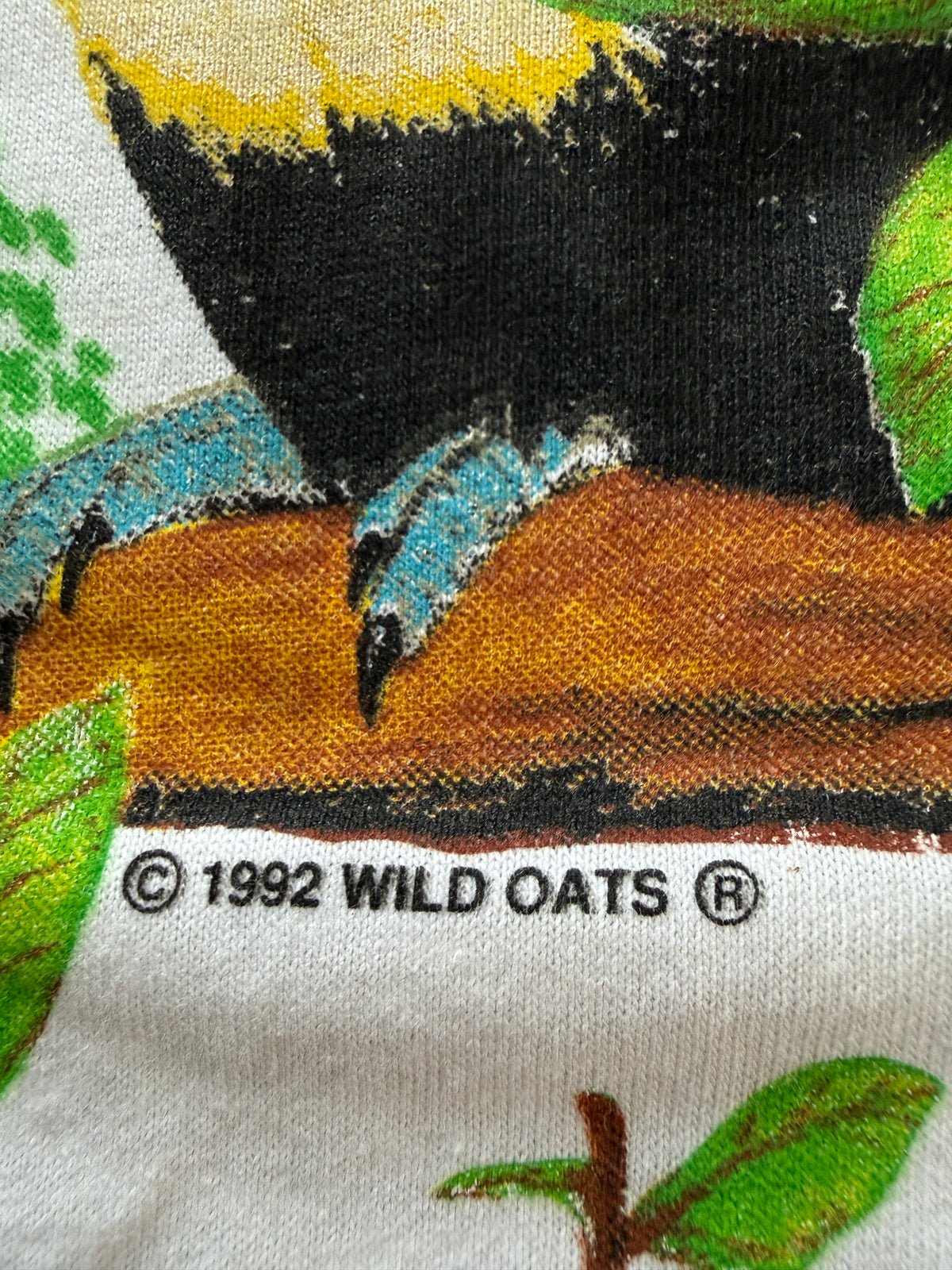 Vintage 1992 Wild Oats Rainforest All Over Print Tee XL White USA