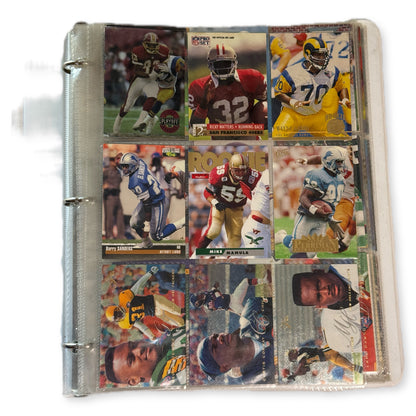 Vintage NFL Football Card Binder Lot 12 Pages 1990s Pro Set Joe Montana MVP